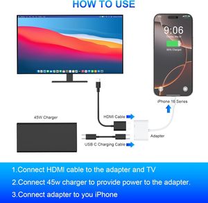 <strong>USB</strong>-C to <strong>HDMI</strong> <strong>Adapter</strong> for Phone 16 15 4K@60Hz to TV 100W <strong>USB</strong> C to <strong>HDMI</strong> <strong>Adapter</strong> Type C Digital AV <strong>Adapter</strong> 4K - Product Image 3