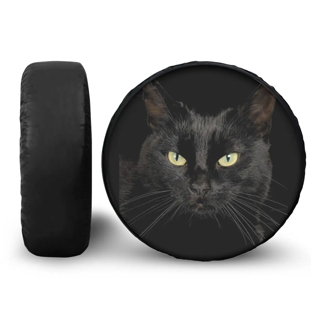 Универсальный чехол для запасного колеса автомобиля с принтом черного кота из искусственной кожи, чехлы на колеса с индивидуальным узором, защита для всех автомобилей 14-18 дюймов