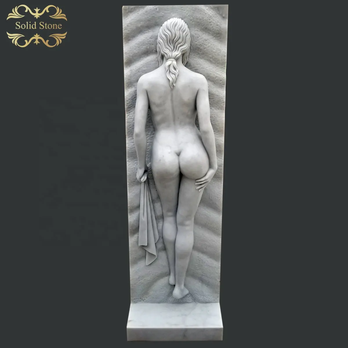 Prezzo diretto della fabbrica su misura bella mano intagliata spa signora in marmo bianco scultura in rilievo della parete