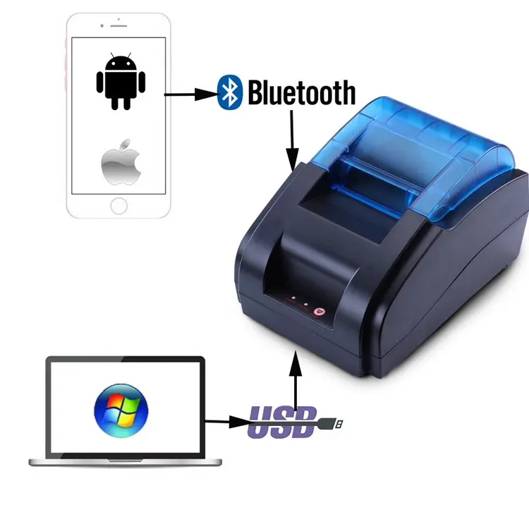 Impresora térmica de recibos, dispositivo móvil con Android Blue tooth, 2 pulgadas, 58MM, con correa de cuero, ESC/POS