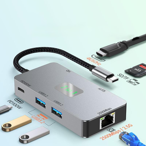 RJ45 Usb tip c Hub yerleştirme ve Usb Hub tipi c Ethernet Qgbps 7-in-1 adaptörü dizüstü anahtarı için Internet - Product Image 5