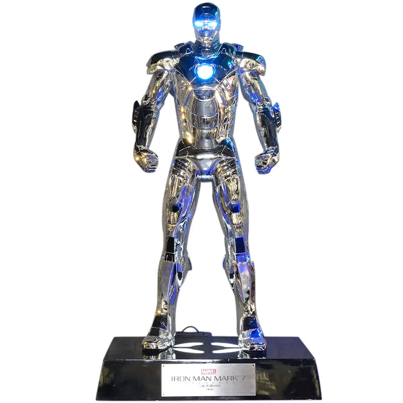 Yaşam boyutu ev dekor elektrolizle Marvel şekil heykeli süper kahraman demir adam fiberglas demir adam heykel