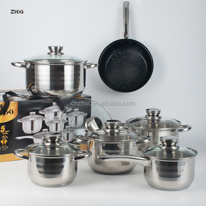ZHXI厂家批发厨具12件不锈钢金胶囊炊具锅碗瓢盆不粘炊具套装 - Product Image 6
