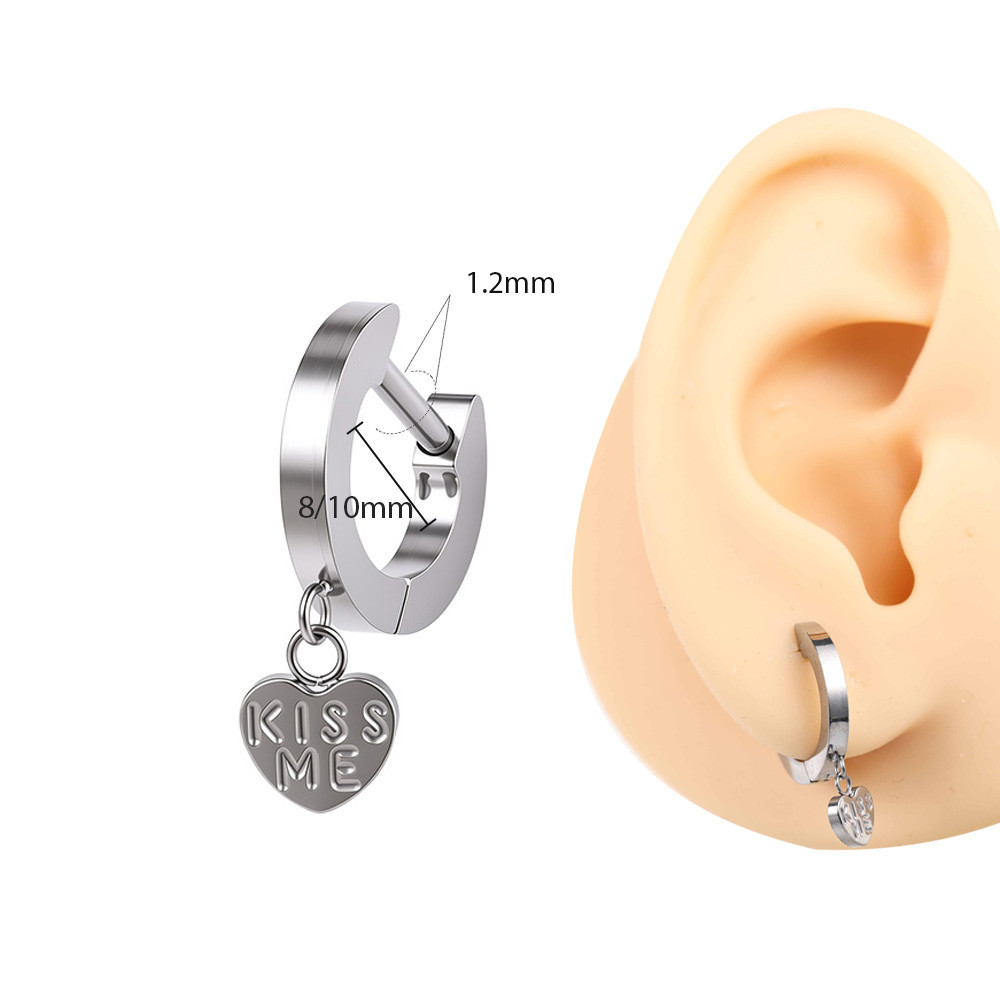 10mm Silver F136 Titanium Kiss Me Heart Dangle