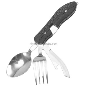 Outdoor Multi tool 4 in 1 Gabel messer Löffel Flaschen öffner Edc Kit Camping Geschirr Klapp besteck Set