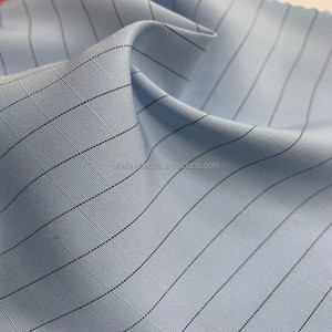 Laboratuvar önlüğü Lint ücretsiz temiz oda iletken ESD güvenli anti-statik ekose Polyester karbon Fiber Taslon kumaş koruma Suit - Product Image 1