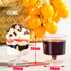 Küçük şeffaf plastik tatlı Goblets dondurma puding şarap bardakları parti hizmet için bardaklar meze Mini tatlı bardak