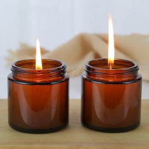 Geniş ağız aromaterapi düz taraflı balmumu mumluk mum kavanoz cam kavanoz zihinsel kapaklı