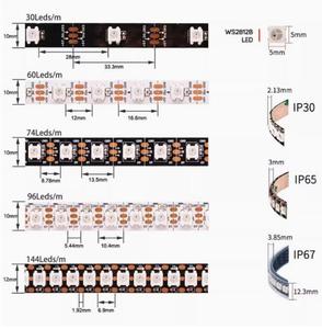 WS2812B WS2811 WS2813 WS2815 Pixel Smart 5050 RGB striscia luminosa WS2812 indirizzabile singolarmente 30/60/144LED/m nastro DC5V/12V - Product Image 6