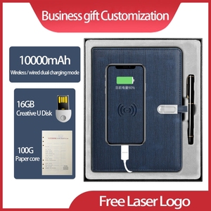 Cuadernos personalizados, cargador inalámbrico, portátil con USB, Banco de energía multifunción de cuero, portátil inteligente con bolígrafo - Product Image 2