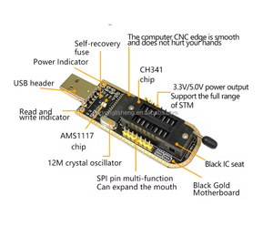 Stock CH341A 24 serie 25 EEPROM Flash BIOS programmatore USB - Product Image 5