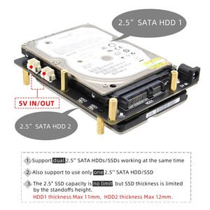Raspberry Pi X829 Dual 2.5 "SATA HDD/SSD Shield + X708 UPS HAT & Power Management Board per Raspberry Pi 4 modello B - Product Image 4