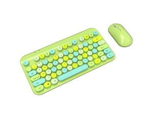 Juego de teclado y ratón de ordenador verde Mini máquina de escribir de caramelo redonda retro para diseño colorido de Windows - Product Image 2