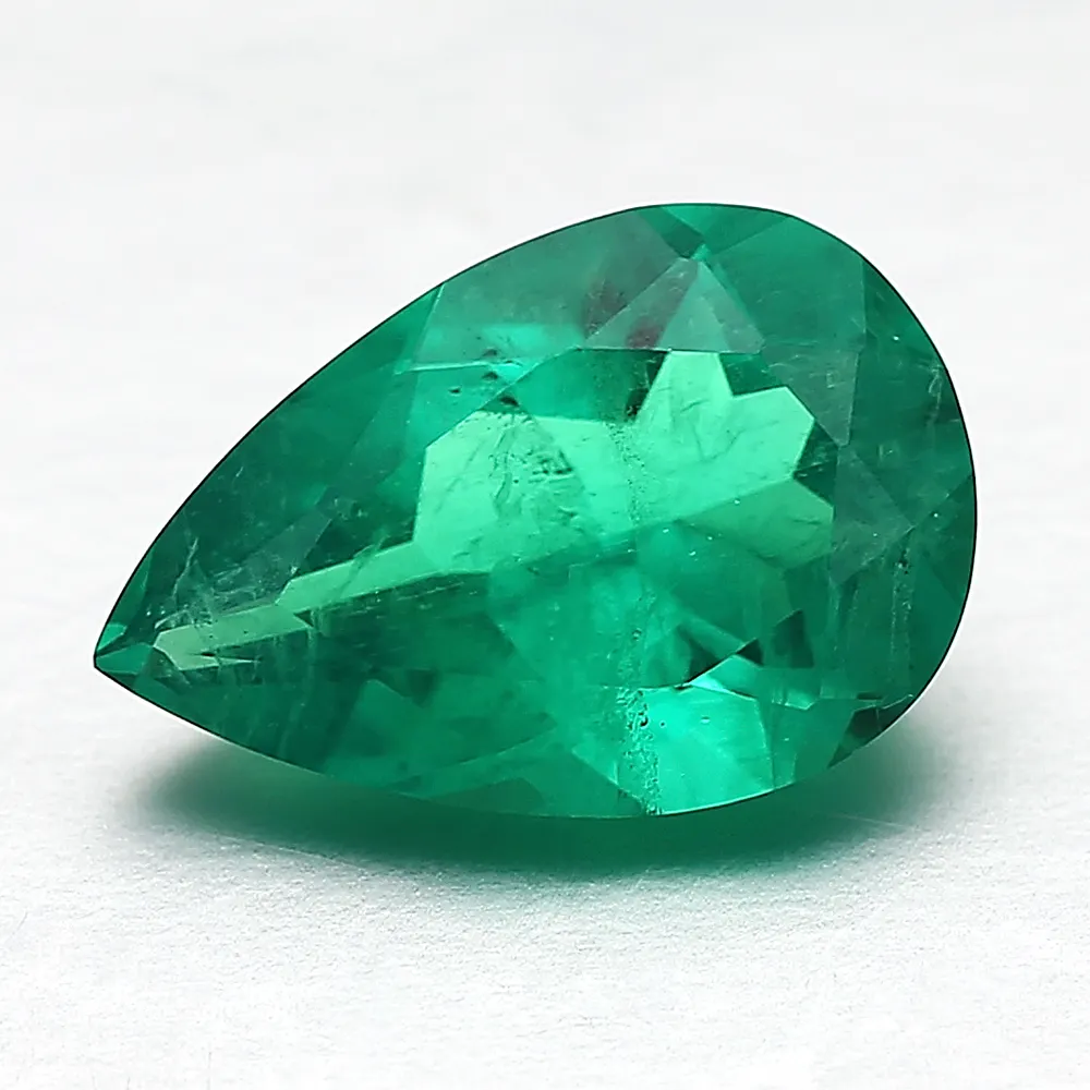 Colombia lab grown emerald synthetic emerald stone hydrothermal lab created emerald pear cut