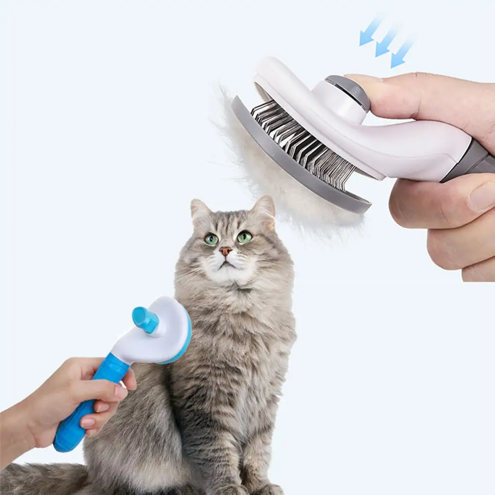 Pet Grooming Products Stainless Steel Remove Hair slicker brush self cleaning Hair Remover Cat Massage Comb Dog