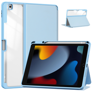 Apple IPad10.2 iPad 789保護ケースアクリル透明保護ケース2つ折り本ホルダーペンスロットに適しています - Product Image 1
