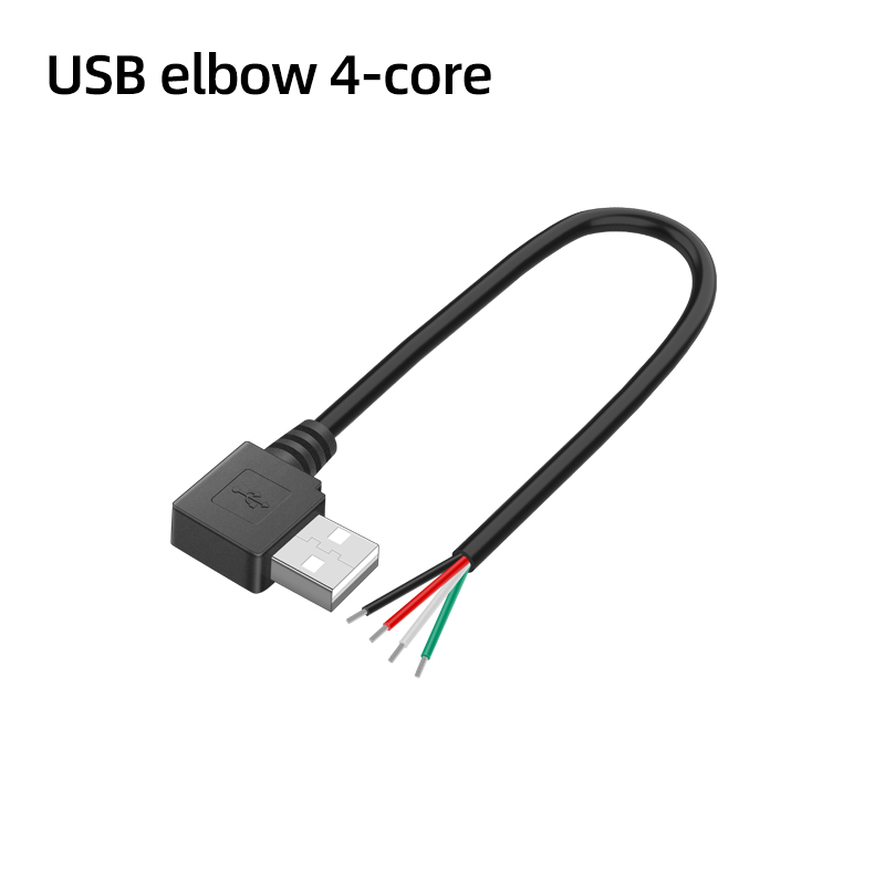 Black USB elbow male 4-core data cable