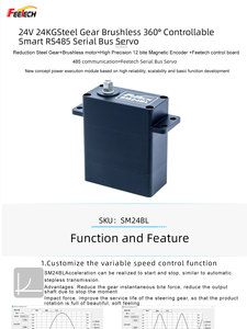 24V 24kg.cm High Precision Magnetic Coding Metal Shell Steel Gear 360 Degree Single Axis RS485 Servo for Robot Automation - Product Image 3