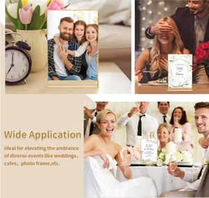 Vàng <span class=keywords><strong>Acrylic</strong></span> giữ dấu hiệu <span class=keywords><strong>4x6</strong></span> inch đám cưới Bảng số khung dọc hai Mặt hiển thị hình ảnh vàng khung - Product Image 6