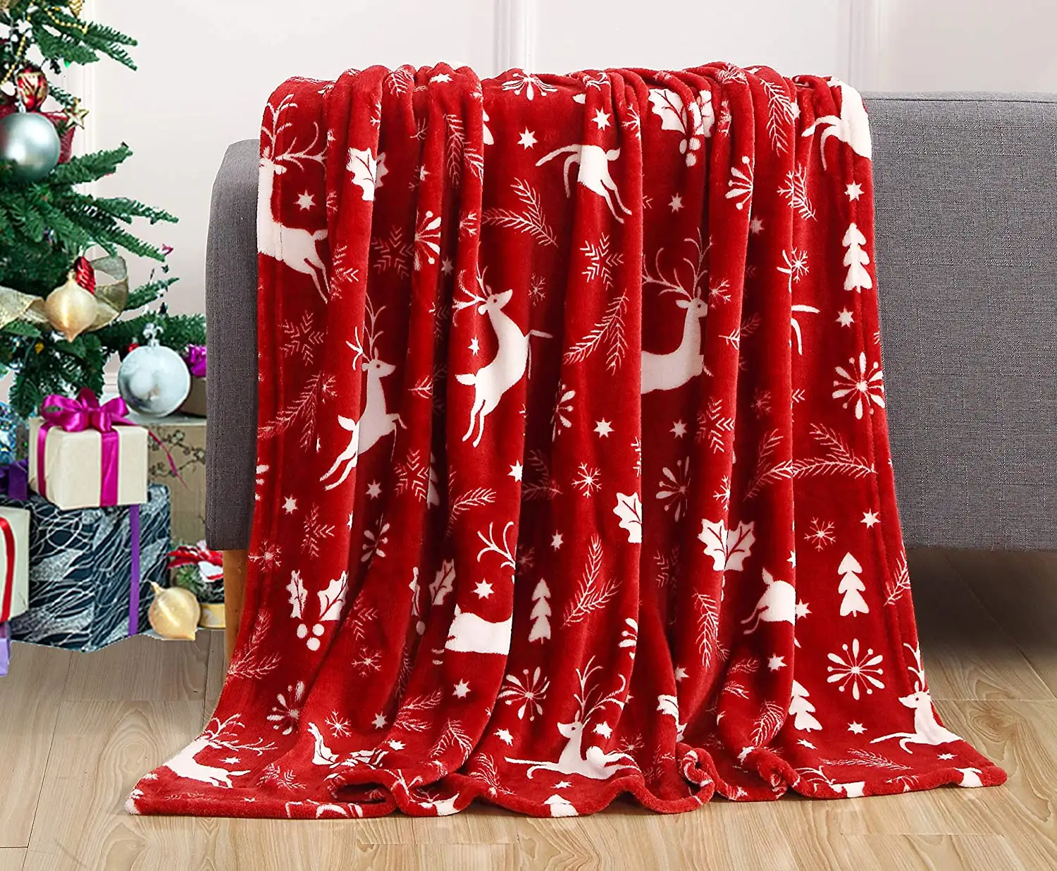 Hiver 50 "x 60" Rouge douillet Noël Festive Holiday Microplush imprimé flanelle ma première couverture de Noël