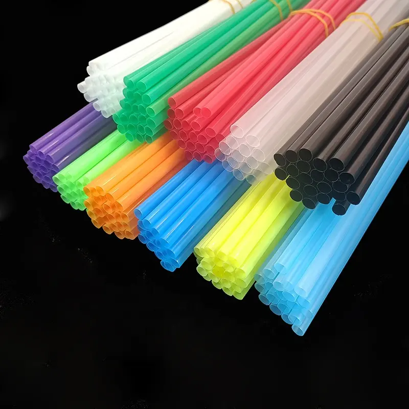 Canudos de plástico descartáveis pp 6x190mm, vermelho, azul, laranja, verde, roxo, rosa, preto, transparente, colorido