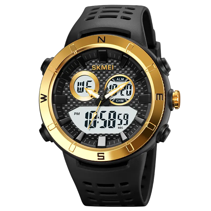 Skmei 2014 Dual Time Homens Relógio PU Strap 50 Metros Waterproof Homens Relógio Digital Analógico