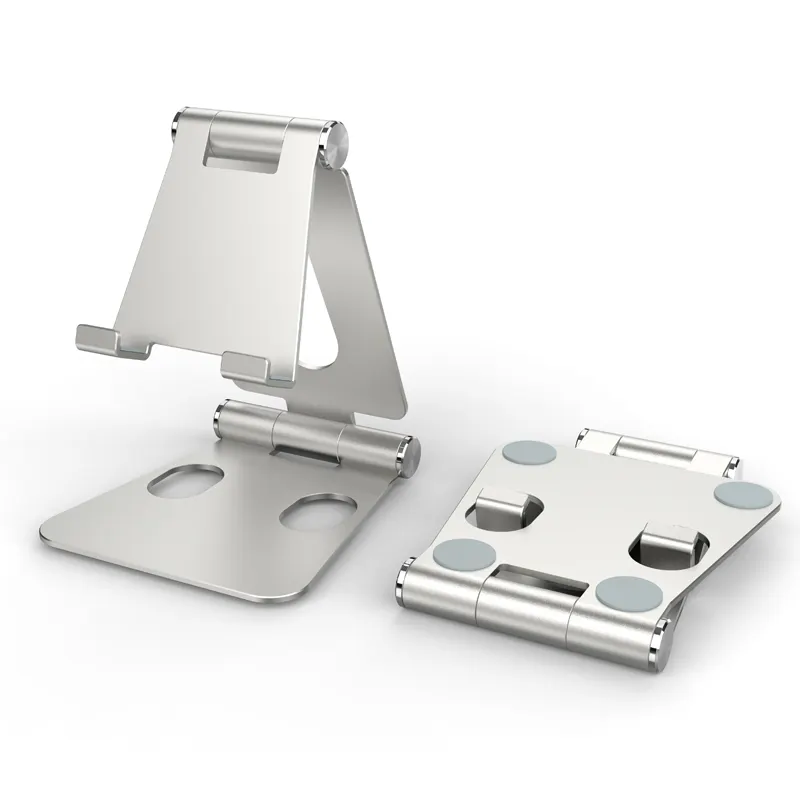 IPad 용 휴대용 알루미늄 모바일 스탠드 책상 사용을위한 미끄럼 방지 기능이있는 조정 가능한 접이식 금속 태블릿 홀더