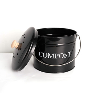 Kapak ve kolu ile Metal kompost Bin mutfak zanaat oturma kompostlama Bin gıda atık Composter Bin Cycler kova filtre ile - Product Image 2