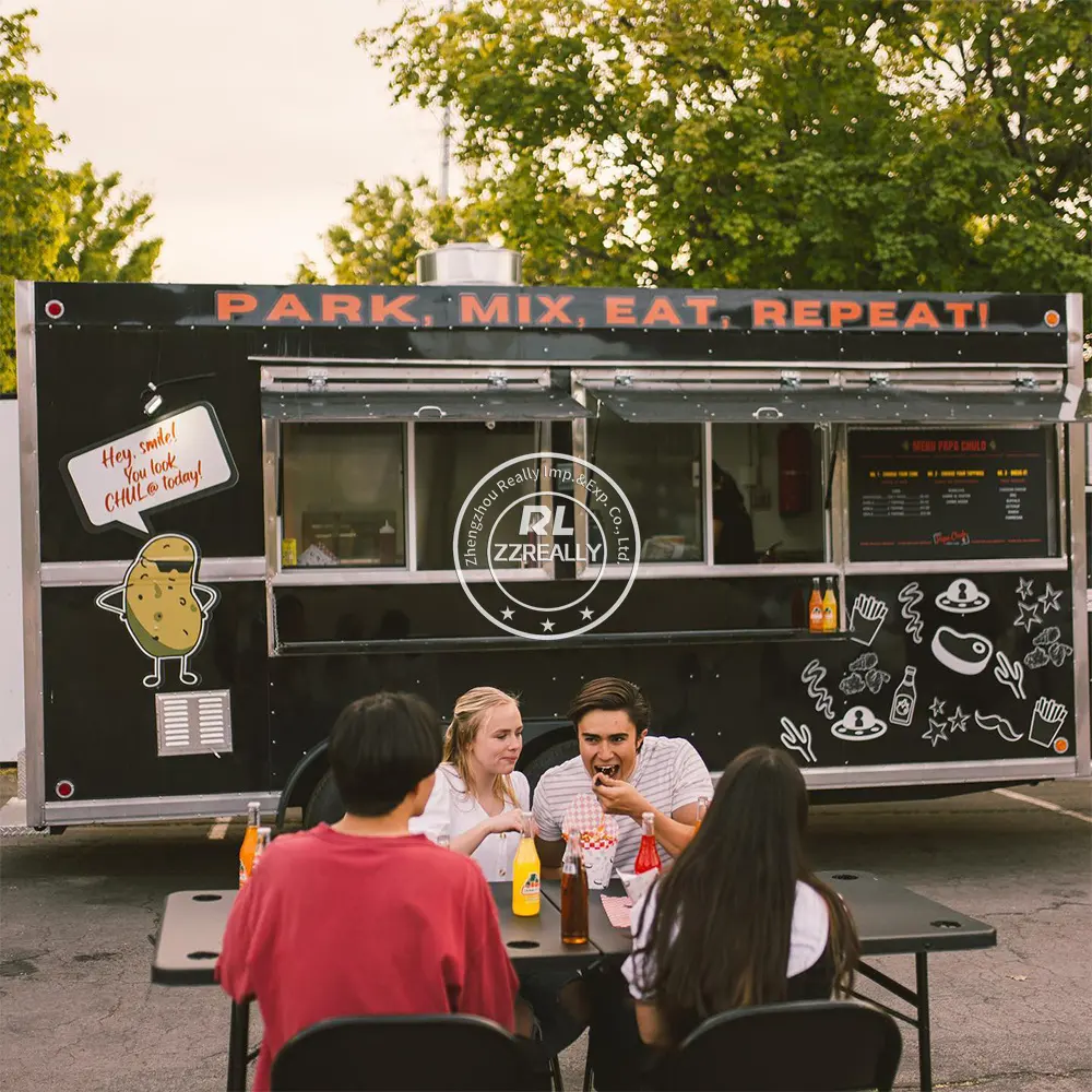 Xe tải thực phẩm 2024 với nhà bếp đầy đủ thực phẩm nhỏ Xe tải van xe di động nhà bếp Hotdog BBQ thực phẩm Trailer