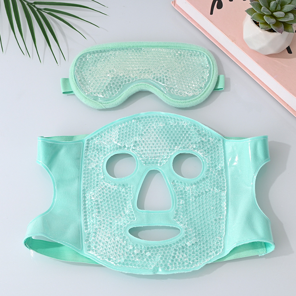 ice mask-green eye mask-white beads