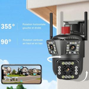 V380 Pro Wifi Camera Three Lens Two Way Audio Ptz Waterproof Surveillance <strong>Network</strong> Three Screens <strong>IP</strong> Wireless Security Camera - Product Image 2