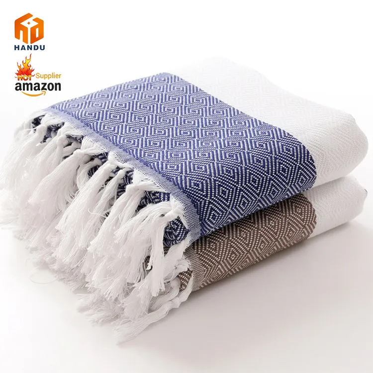 Toptan 100 hakiki tunus pamuk softtextile humma fouta banyo plaj havlusu püsküller ile