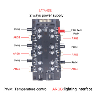Atenuación de Control de temperatura de regulación de velocidad Combo 12V 4pin 5V 3pin pequeño 4pin RGB ventilador PWM controlador de Hub - Product Image 5