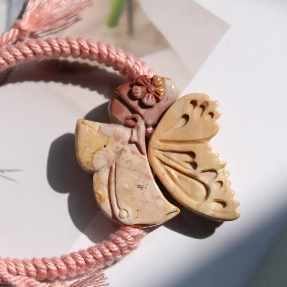 Kristall und Edelsteine Die Schmetterlings liebhaber basteln handgemachte natürliche Gobi Alashan Jasper Die Liebe Eterne Carving Armreif
