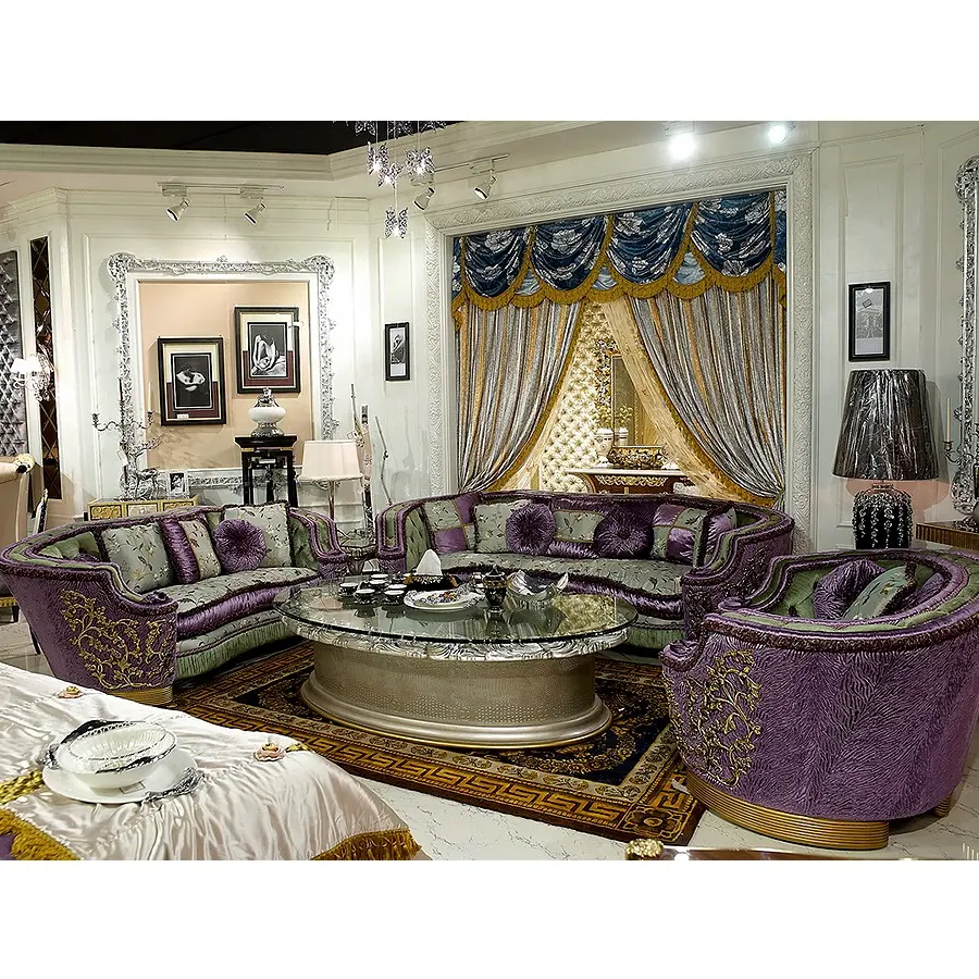 Conjunto de sofás de tela estilo italiano antiguo, muebles para sala de estar, diseños y precios
