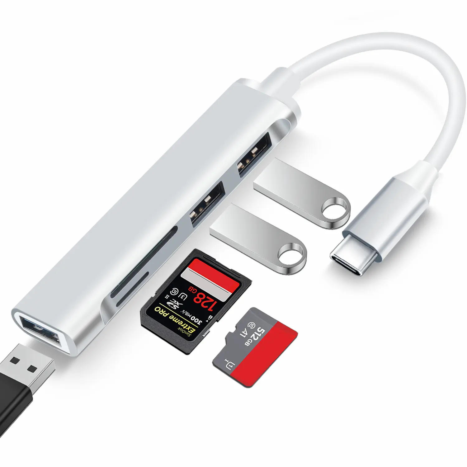 USB3.0エクステンダースプリッターマルチポートタイプcハブアルミニウム合金コンピューターアクセサリーUSB拡張展示ドックハブ