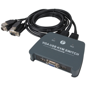 VCOM VGA KVM Switch Hot Key Dual <strong>Computers</strong> <strong>Control</strong> <strong>Keyboard</strong> <strong>Mouse</strong> Built-in 1.2m USB VGA Cable - Product Image 1