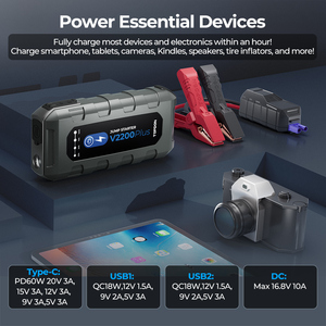 TOPDON fabrika üreticisi V2200Plus 2200Amp 12V güç bankası 2-in-1 motosiklet kamyon araba pil test cihazı güçlendirici paketi Jumpstarter