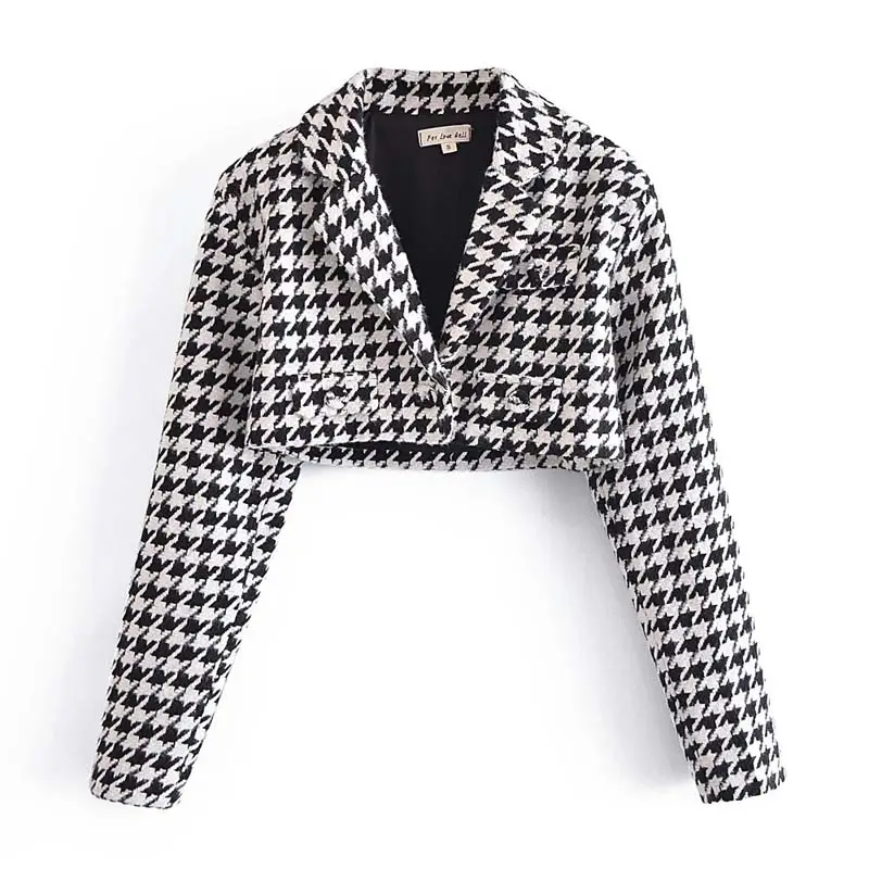 Almofada de ombro com lapela, jaqueta curta para mulheres, blazer acolchoado de inverno, com um botão, para senhoras