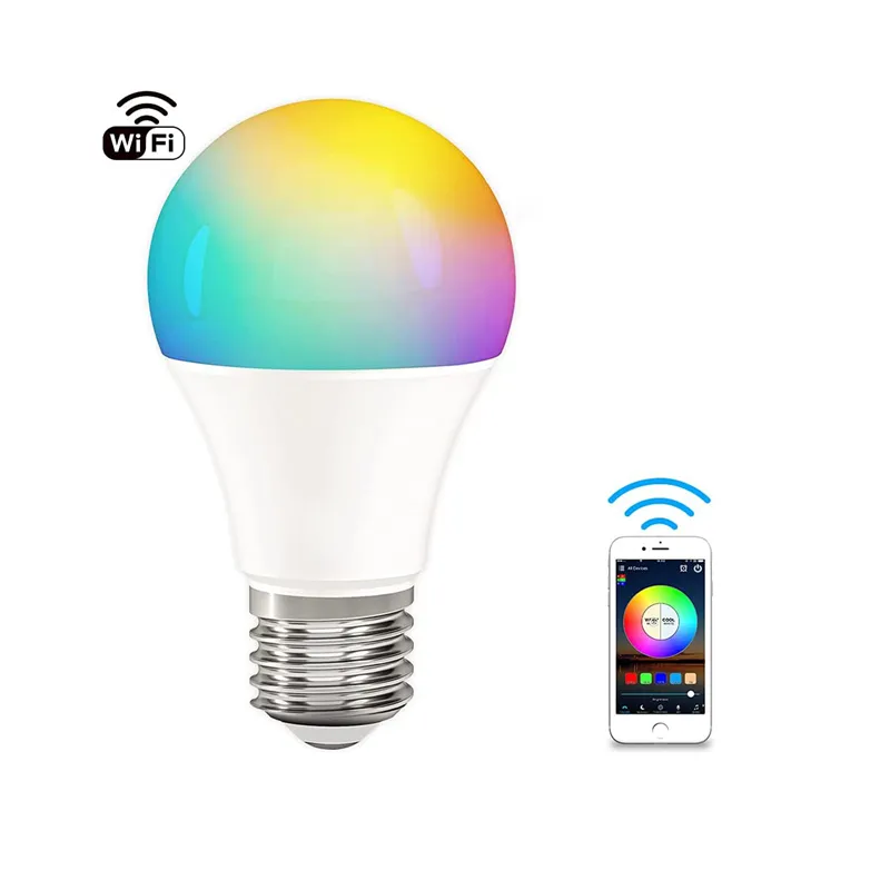 Lâmpada led alexa colorida 9w, alta qualidade, sonho, wifi, lâmpada regulável