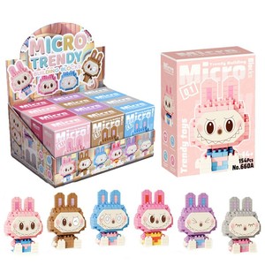 AL 12 Pcs /Box Labubu Mini Building Blocks Toys Colorful Doll Handmade Diy Particle Puzzle Toys Set Festival Kids Gift - Product Image 2