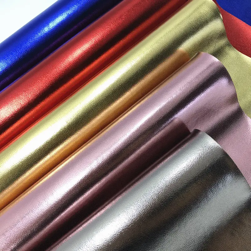 PVC sólido colores metálicos imitación de cuero para bolsas