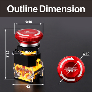 LANBOO M3 High Current 8A Push Button <strong>Switch</strong> <strong>40MM</strong> Urgent Stop Red Oxide Mushroom Button