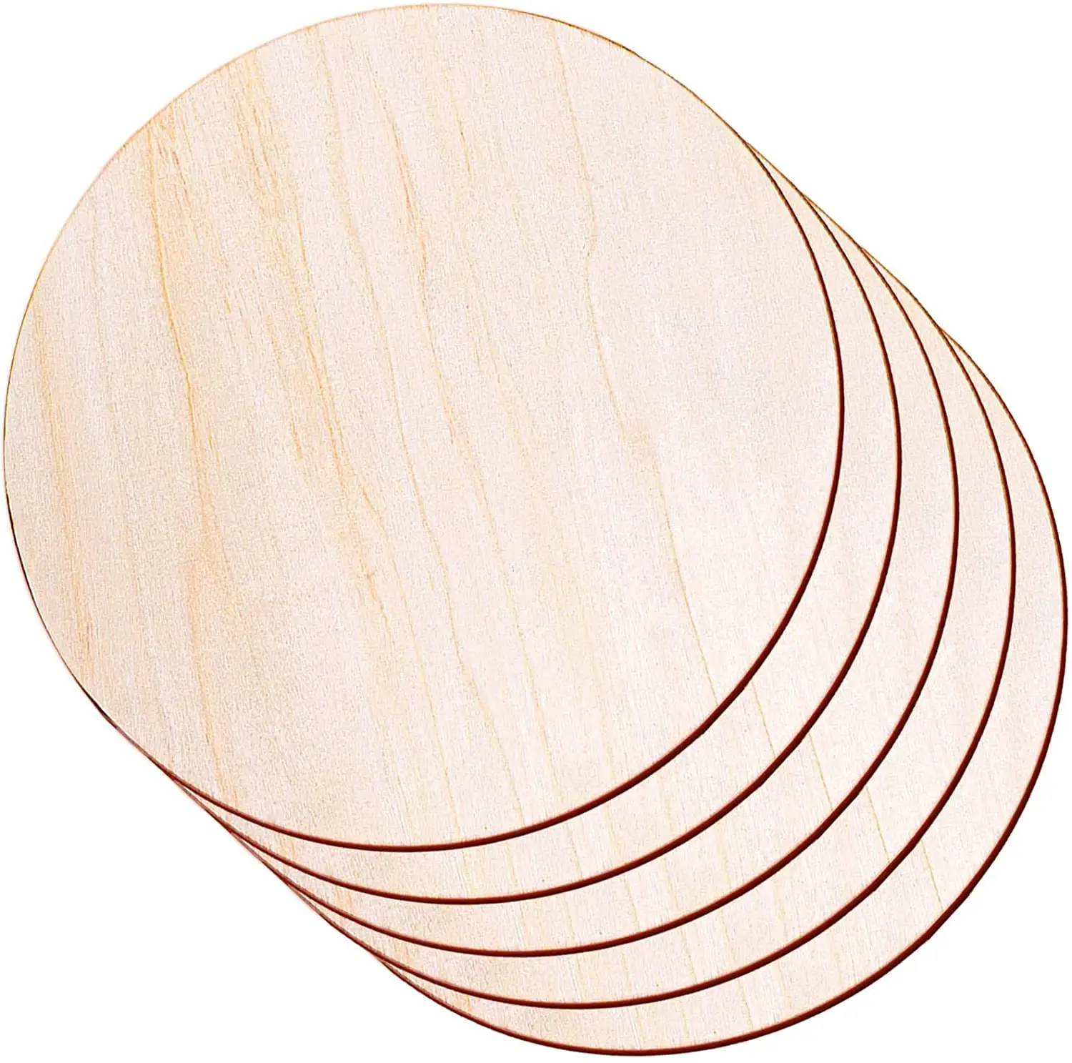factory Unfinished Wood Circle Round Wood Pieces Blank Round Ornaments Wooden Cutouts For Diy Craft Decoration Laser Engraving