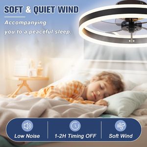 OEM 20 Inch 50cm Dimmable <strong>Low</strong> Profile LED Flush Mount <strong>Ceiling</strong> <strong>Fan</strong> with Light &amp; Remote Control for Bedroom Living Room - Product Image 4