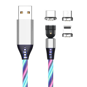Hot Sale 2m 540 Degree Rotating 3 <strong>in</strong> <strong>1</strong> Fast Charging Cable Light Emitting Flow USB Magnetic Charging Data Cable - Product Image 1