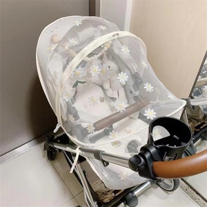 Kinderwagen Moskito netz kleine Gänseblümchen Stickerei Gaze Vorhang volle Abdeckung Typ Reise wesentliche Baby Anti-Mücken-Abdeckung