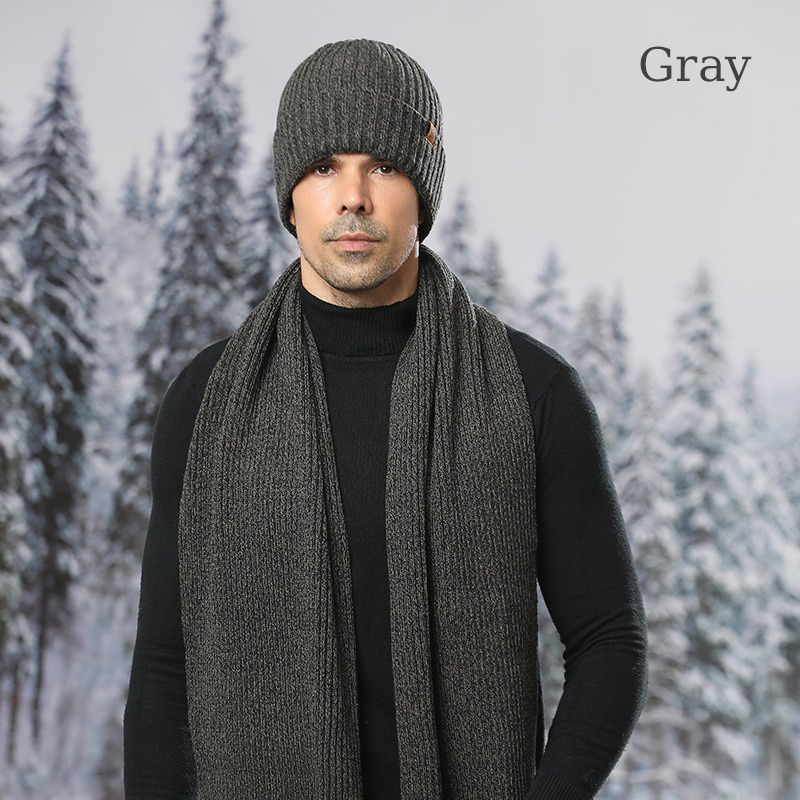 Ensemble bonnet et écharpe gris 2 pièces