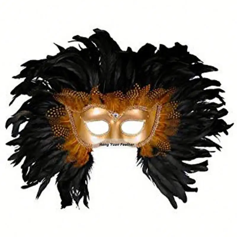 Máscara de Carnaval Veneziana de penas personalizada de plástico feito à mão em artesanato de luxo elaborado para fórum