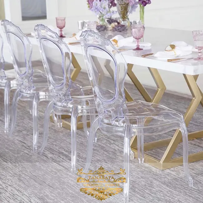 Chaise transparente en acrylique pour événements, fête, mariage